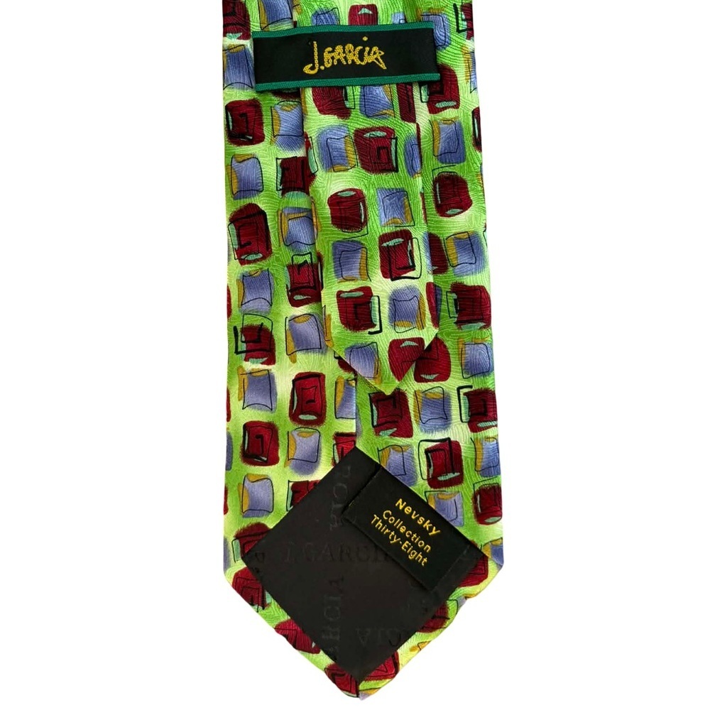 J. Garcia Silk Multicolor Geometric Tie - Picture 4 of 5